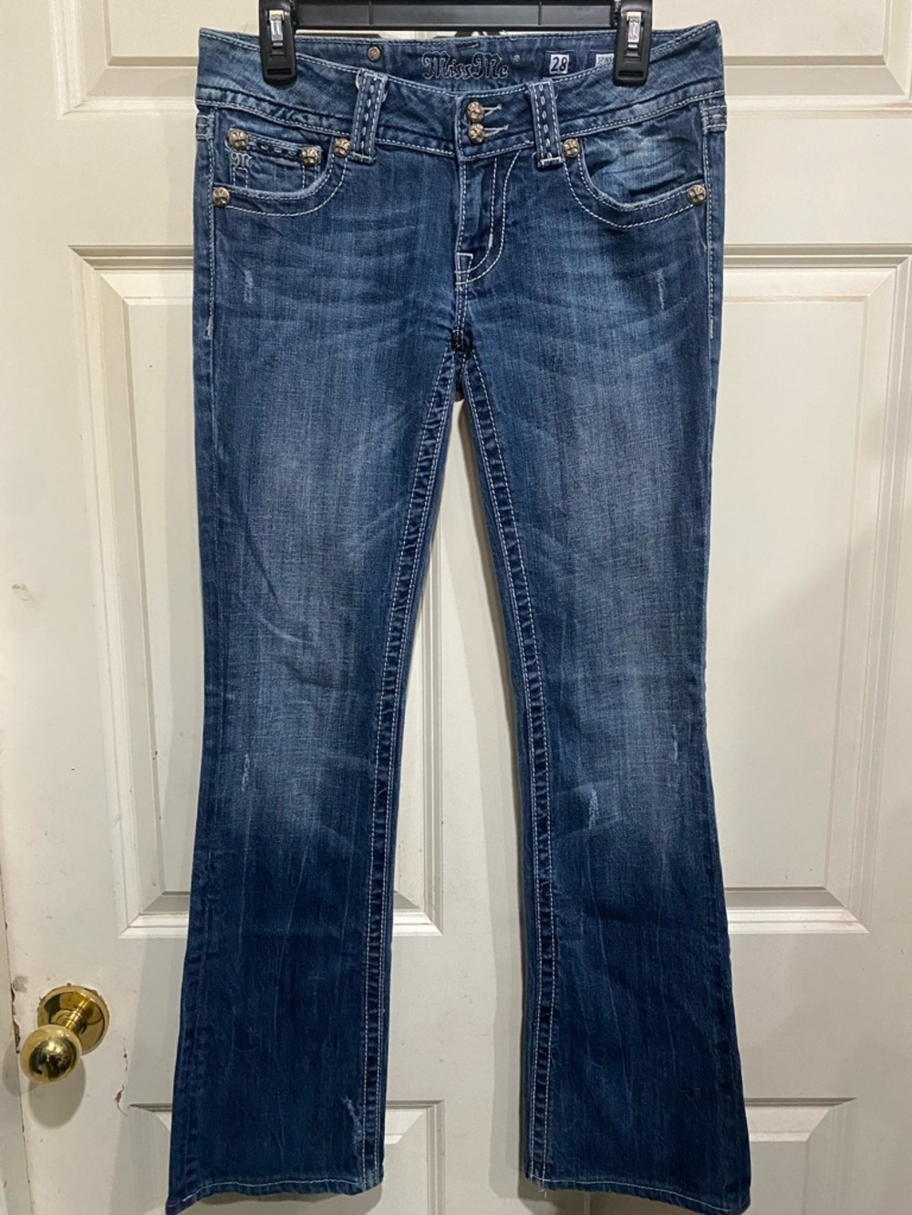 Miss Me Blue Flare Jeans with Faded Wash
